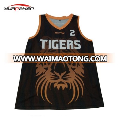 Full sublimation new style basketball t shirt latest design orange and black basketball jersey